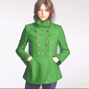 KENNETH COLE NEW YORK Kelly Green Double Breasted Peacoat Preppy Size 8P